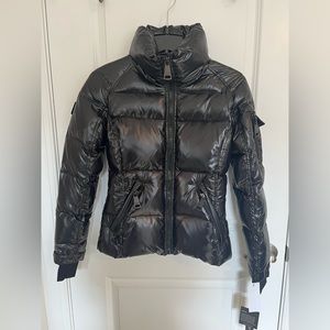 BNWT SAM Freestyle shiny puffer down jacket sz XS black/jet